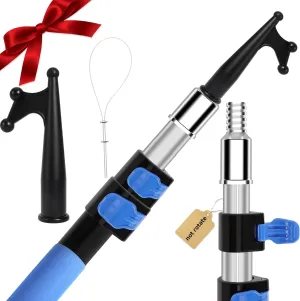 【 Upgrade 】 5-12ft Three-Level Telescopic Aluminum Pole Boat Hook, Made of Thick Aluminum，Covered with Oxide Film, Longer Life, Sturdy and Durable,for Docking Push-Pull Boat Accessorie