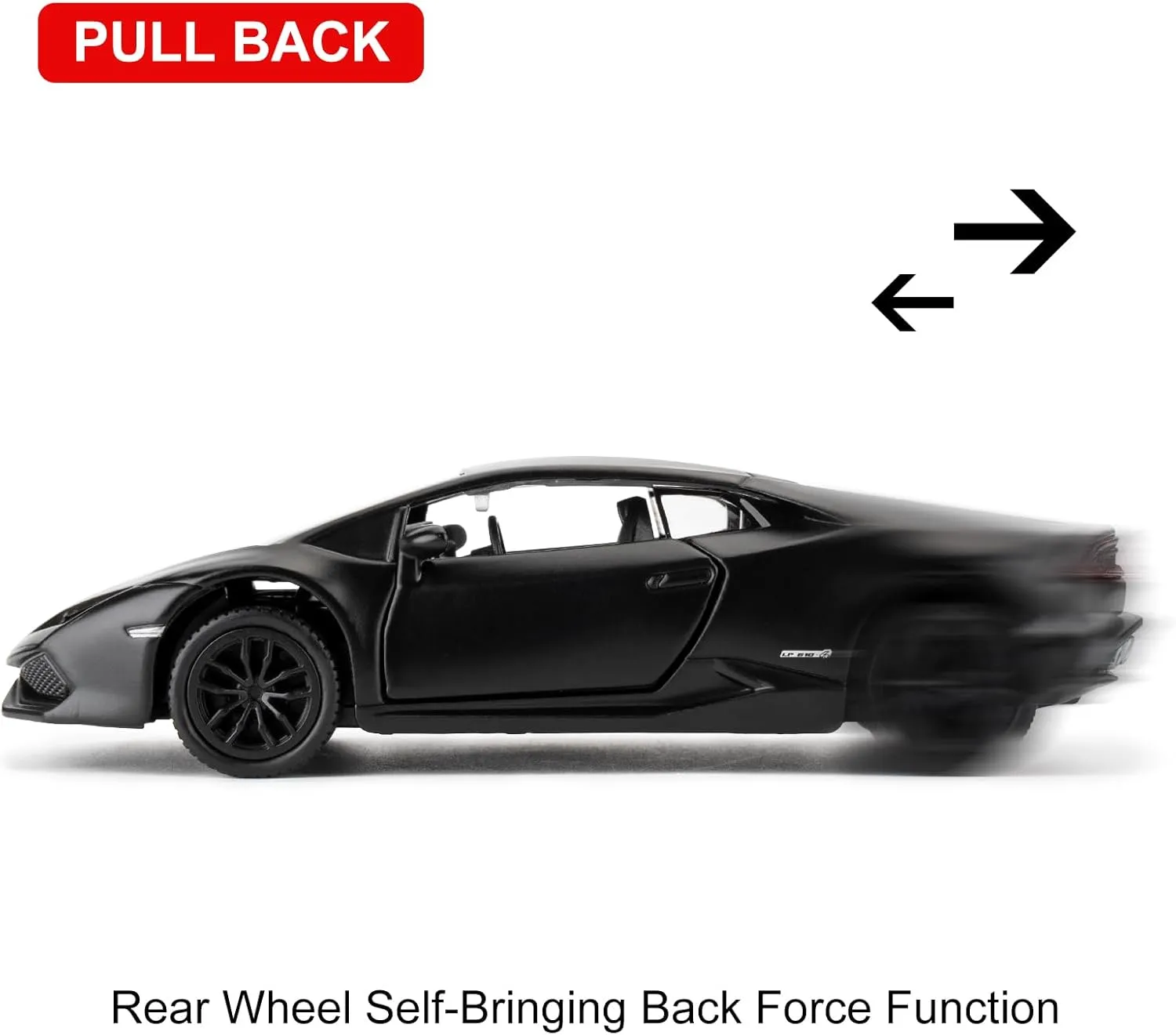 1/36 Scale Lamborghini Huracan LP610-4 Casting Car Model, Zinc Alloy Toy Car for Kids, Pull Back Vehicles Toy Car for Toddlers Kids Boys Girls Gift (Black)