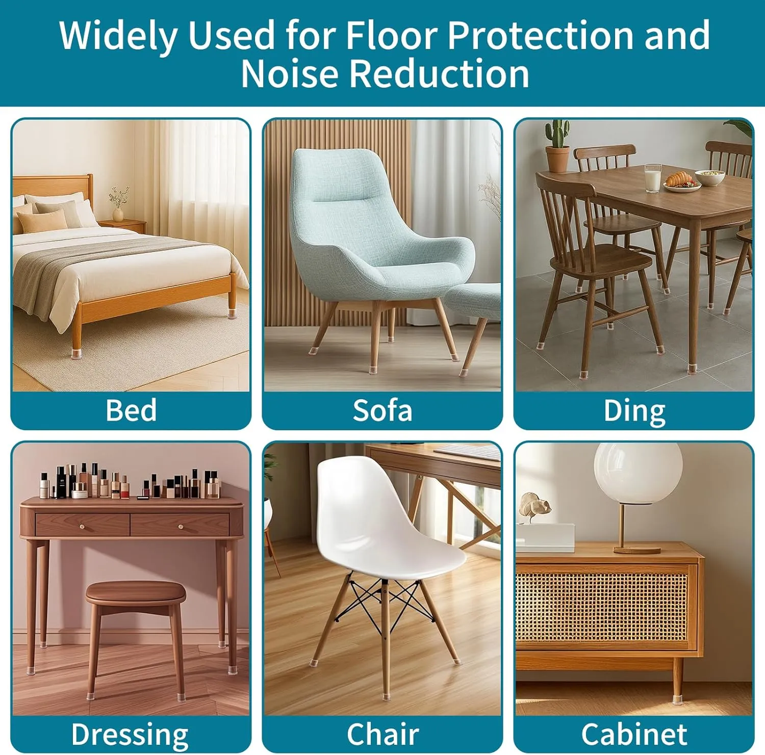 16 PCS Chair Leg Floor Protectors, Chair Leg Sliders for Hardwood Floors, Furniture Leg Caps, Felt Furniture Pads, Floor Protectors for Chair, Bar Stool Leg Protectors, Fit 1.1"-1.3"(Round, Clear)