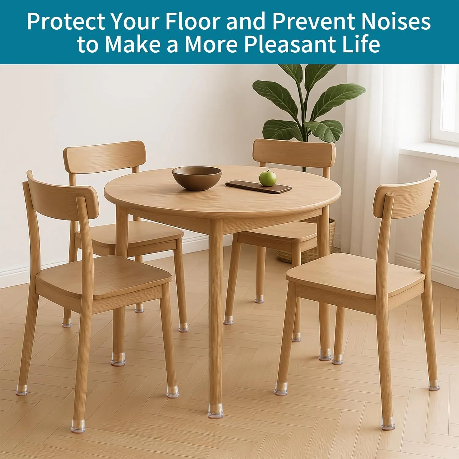 16 PCS Chair Leg Floor Protectors, Chair Leg Sliders for Hardwood Floors, Furniture Leg Caps, Felt Furniture Pads, Floor Protectors for Chair, Bar Stool Leg Protectors, Fit 1.1"-1.3"(Round, Clear)