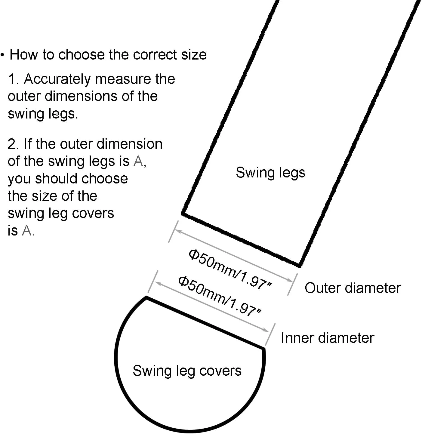 1.97"/50mm Porch Swing Replacement Feet, Black Ball-Shaped Plastic Leg Caps to Secure Swing Legs to Ground(Set of 4)