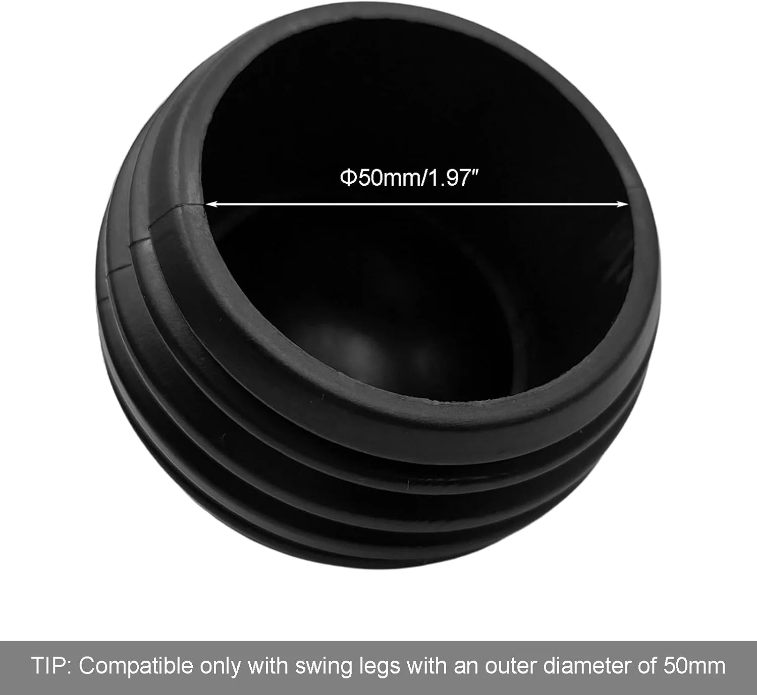1.97"/50mm Porch Swing Replacement Feet, Black Ball-Shaped Plastic Leg Caps to Secure Swing Legs to Ground(Set of 4)