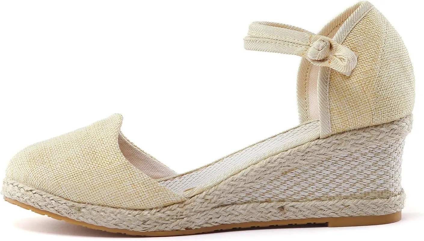 2025 New Sandals for Women Dressy Summer Women's Ankle Strap Closed Toe Espadrille Wedge Sandals Dressy Platform Wedge Sandals Casual Shoes Closed Toe Sandals Beach Anti-Slip Sandals