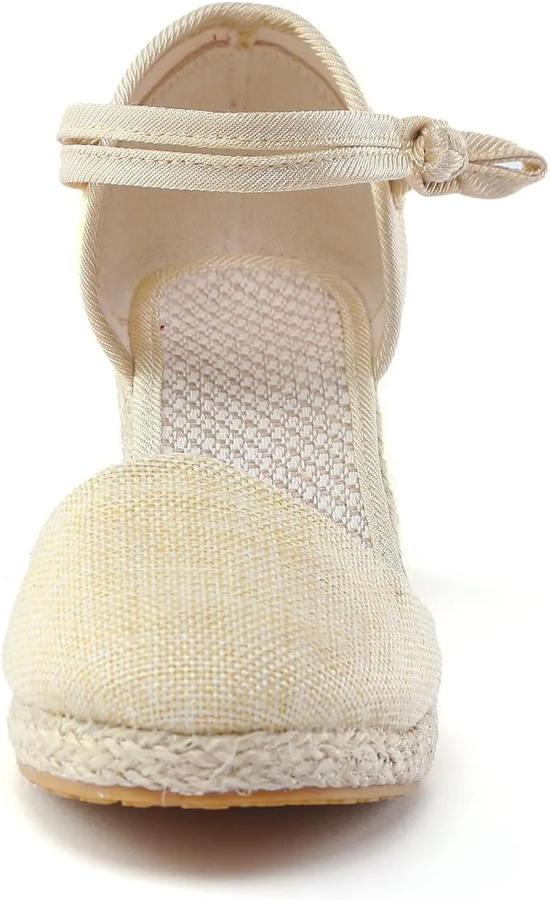 2025 New Sandals for Women Dressy Summer Women's Ankle Strap Closed Toe Espadrille Wedge Sandals Dressy Platform Wedge Sandals Casual Shoes Closed Toe Sandals Beach Anti-Slip Sandals