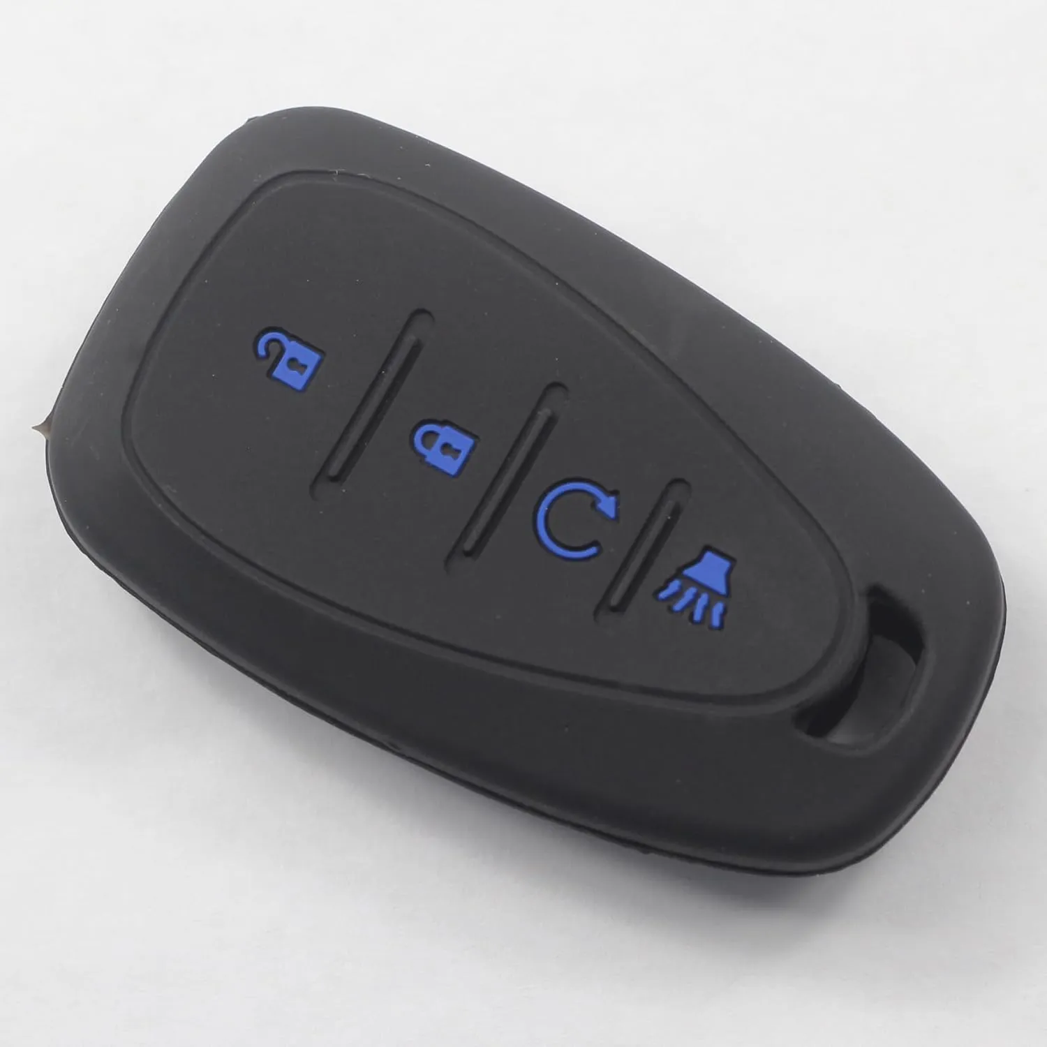 2Pcs Black Rubber Silicone 4 Buttons Smart Key Fob Cover Case Protector Keyless with Keychain Compatible with Chevrolet Blazer Bolt Equinox Traverse Trax Trailblazer Volt Cruze Sonic