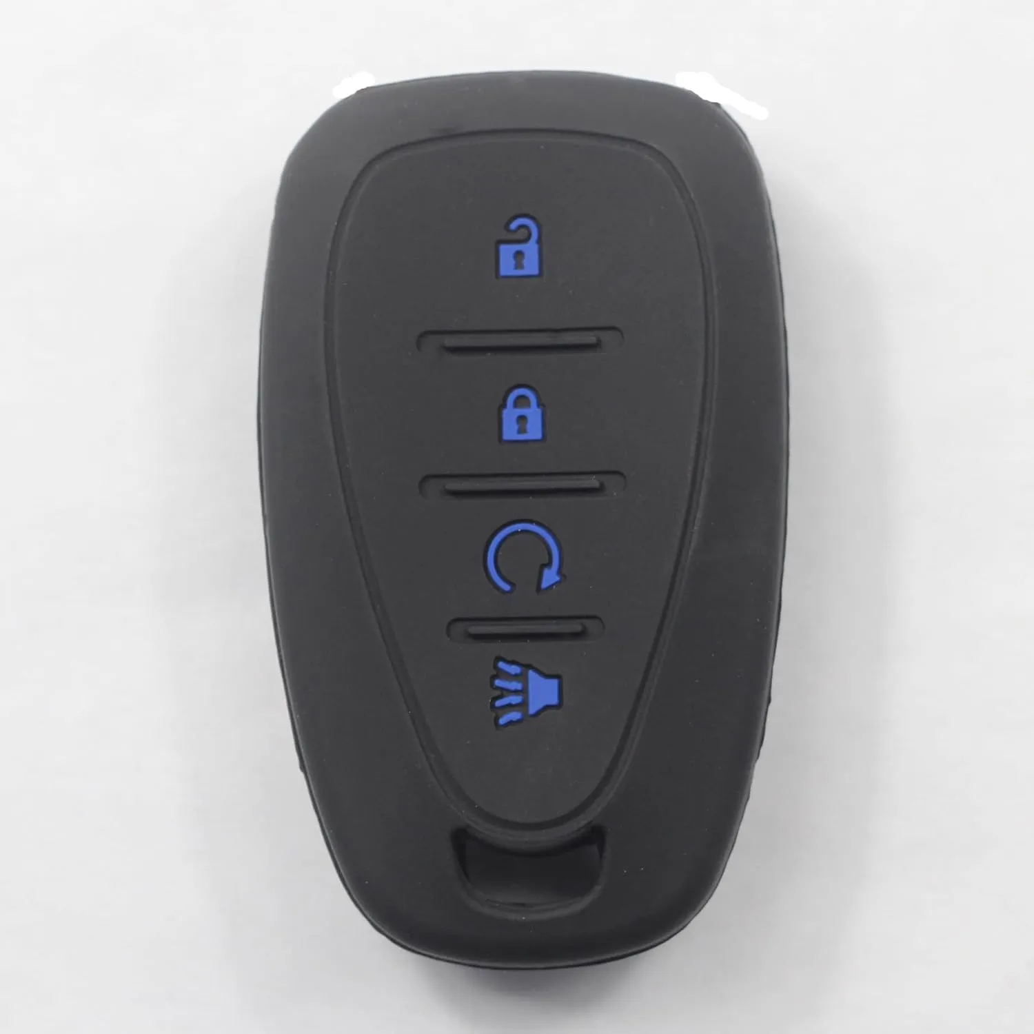2Pcs Black Rubber Silicone 4 Buttons Smart Key Fob Cover Case Protector Keyless with Keychain Compatible with Chevrolet Blazer Bolt Equinox Traverse Trax Trailblazer Volt Cruze Sonic