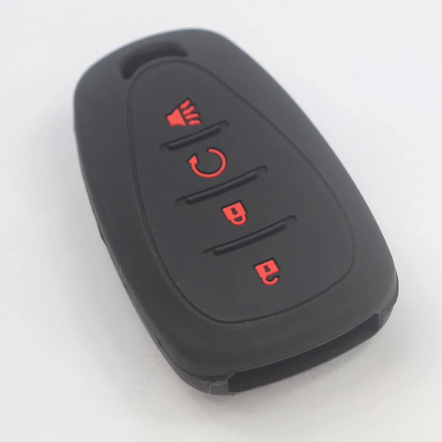 2Pcs Black Rubber Silicone 4 Buttons Smart Key Fob Cover Case Protector Keyless with Keychain Compatible with Chevrolet Blazer Bolt Equinox Traverse Trax Trailblazer Volt Cruze Sonic
