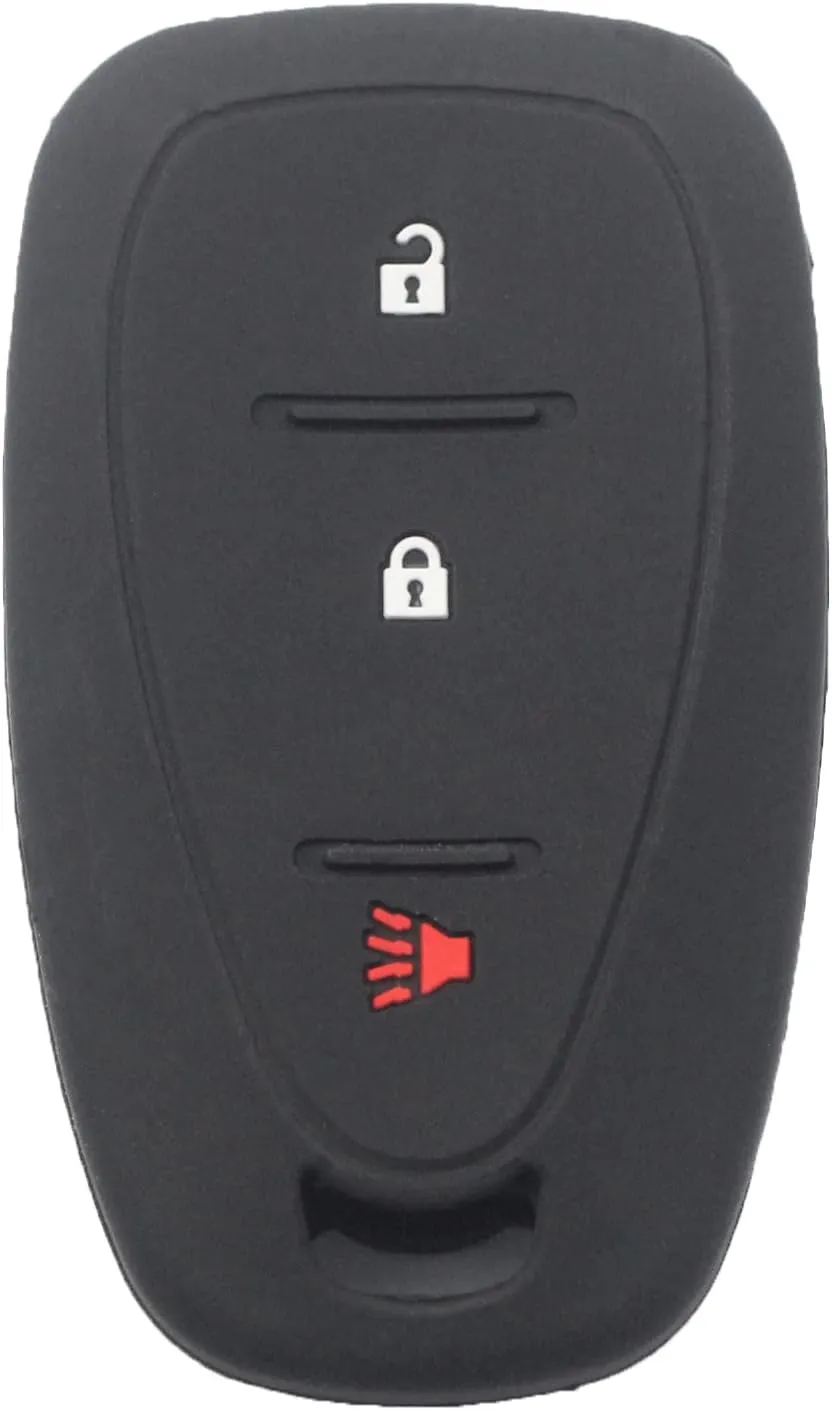 2Pcs Rubber Silicone 3 Buttons Smart Key Fob Cover Case Protector Keyless with Keychain Compatible with Chevrolet Blazer Equinox Spark Trailblazer Traverse 2021 2022 Black Blue