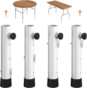4 Pack White Table Leg Extenders - 3 Levels Heights Adjustable Table Risers for Folding Table, Rises 2/4/6 Inch, Suitable for Sewing Room, Bar Stool, Camping Desk