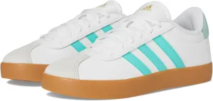 adidas VL Court 3.0 Sneaker, White/Flash Aqua/Alumina, 5 US Unisex Big Kid