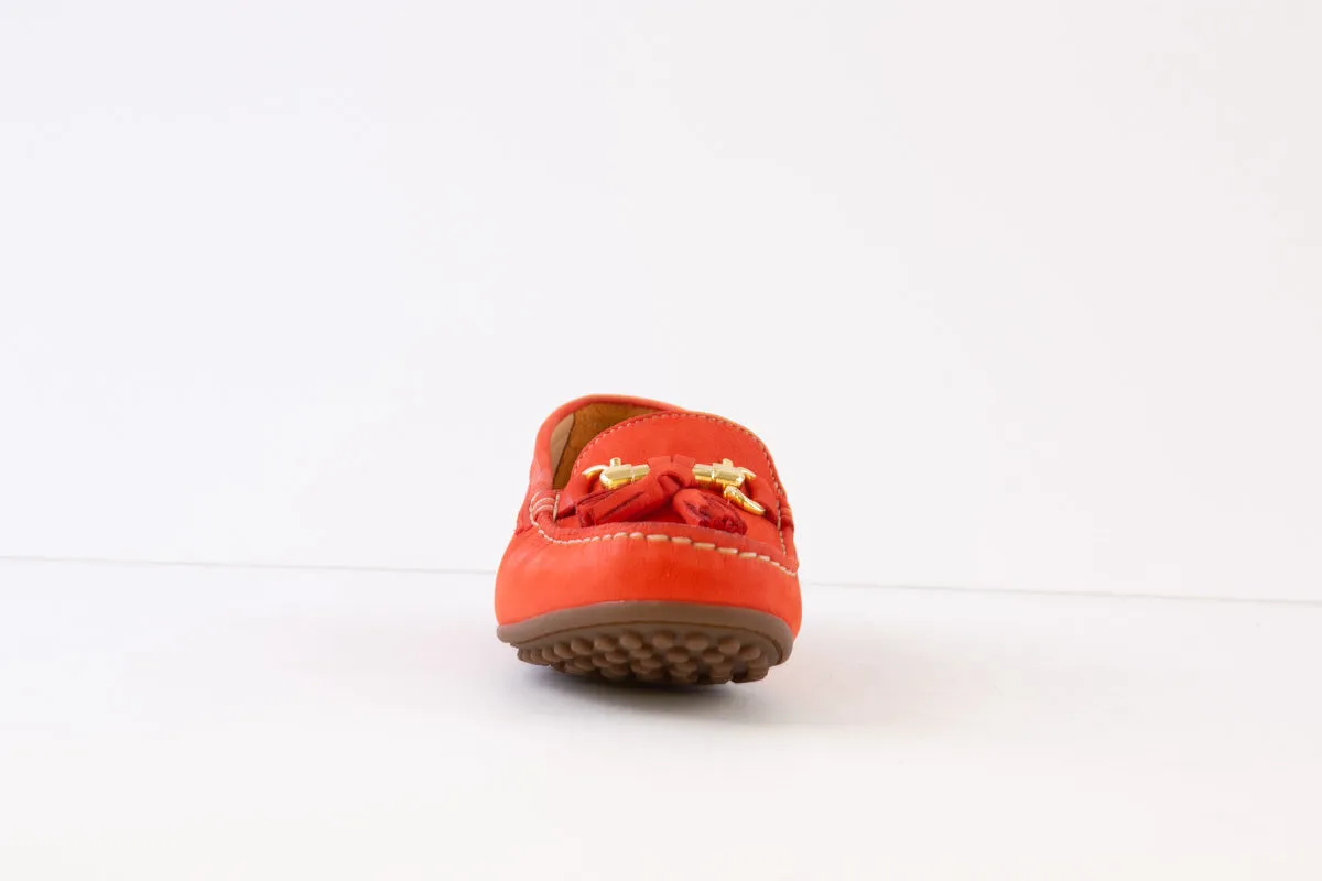 AEROBICS - 8227.013 FLAT SLIP-ON MOCCASIN SHOE - ORANGE NUBUCK
