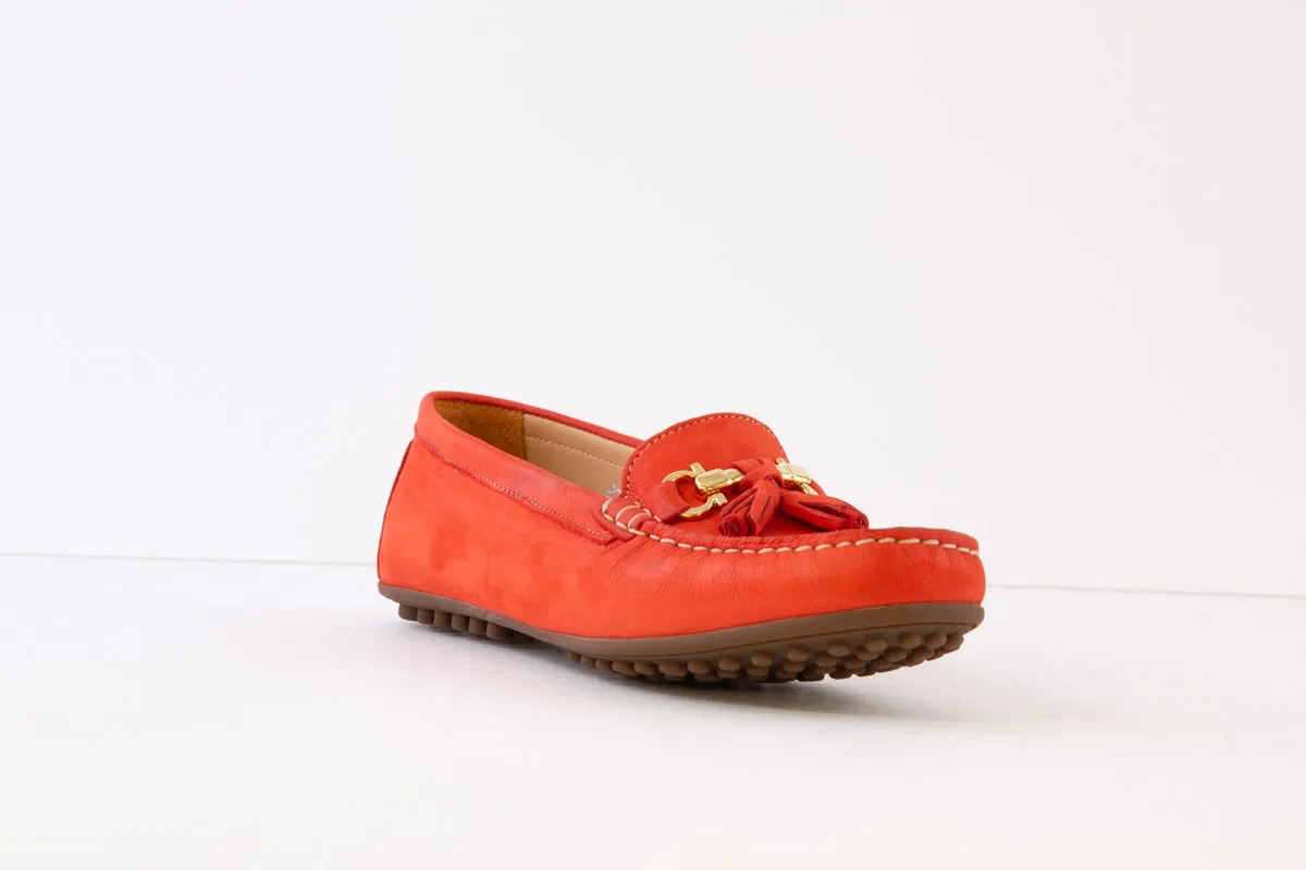AEROBICS - 8227.013 FLAT SLIP-ON MOCCASIN SHOE - ORANGE NUBUCK
