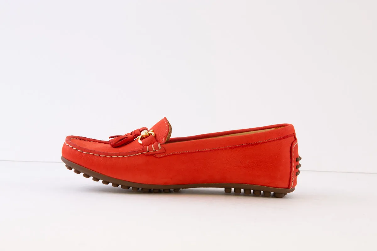 AEROBICS - 8227.013 FLAT SLIP-ON MOCCASIN SHOE - ORANGE NUBUCK