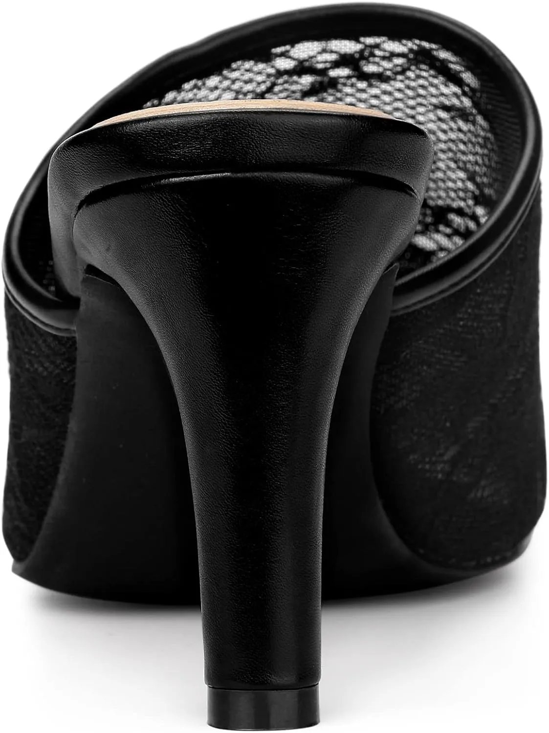 Allegra K Women's Lace Heels Sandals Mesh Floral Embroidered Stiletto Heels Slide Mules