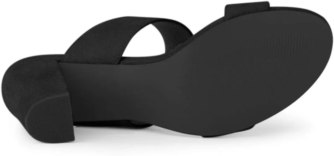 Allegra K Women's Opened Toe Block Heeled Slide Sandals