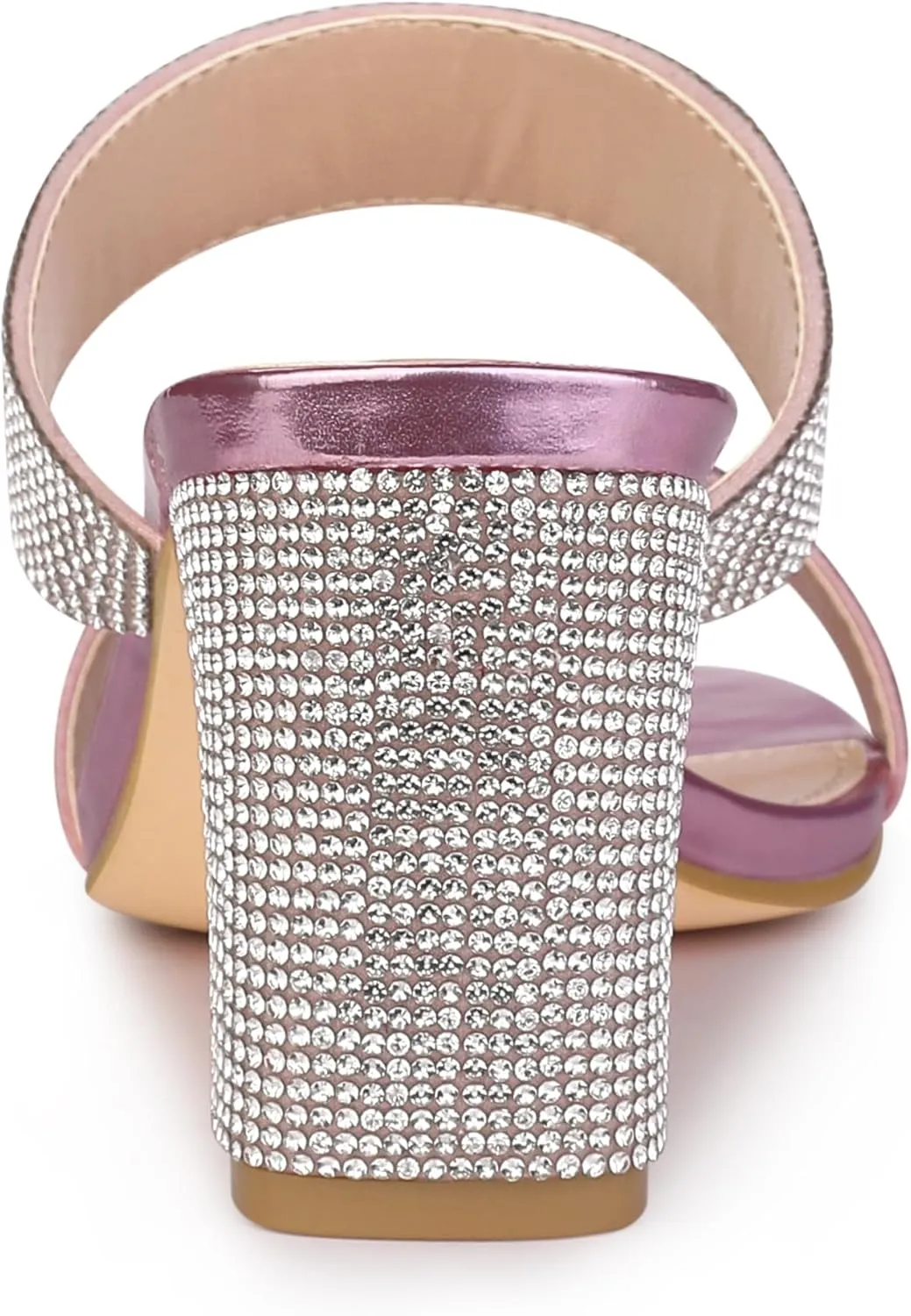 Allegra K Women's Rhinestone Chunky Heel Slide Heel Sandals