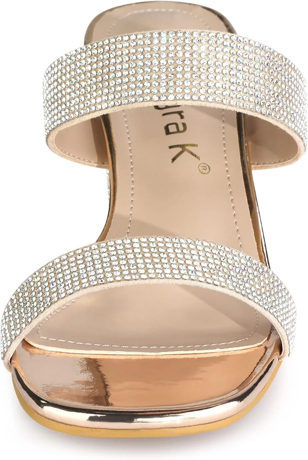 Allegra K Women's Rhinestone Chunky Heel Slide Heel Sandals