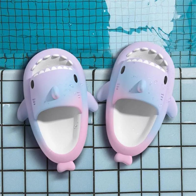 allgala Shark Slides Slippers with Backtrap Non-Slip Novelty Open Toe Sandals for Boys Girl Indoor & Outdoor Comfy Cushioned Thick Sole Cute Cartoon Shower Cloud Slippers Beach Pool Shoes