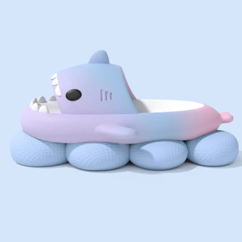 allgala Shark Slides Slippers with Backtrap Non-Slip Novelty Open Toe Sandals for Boys Girl Indoor & Outdoor Comfy Cushioned Thick Sole Cute Cartoon Shower Cloud Slippers Beach Pool Shoes