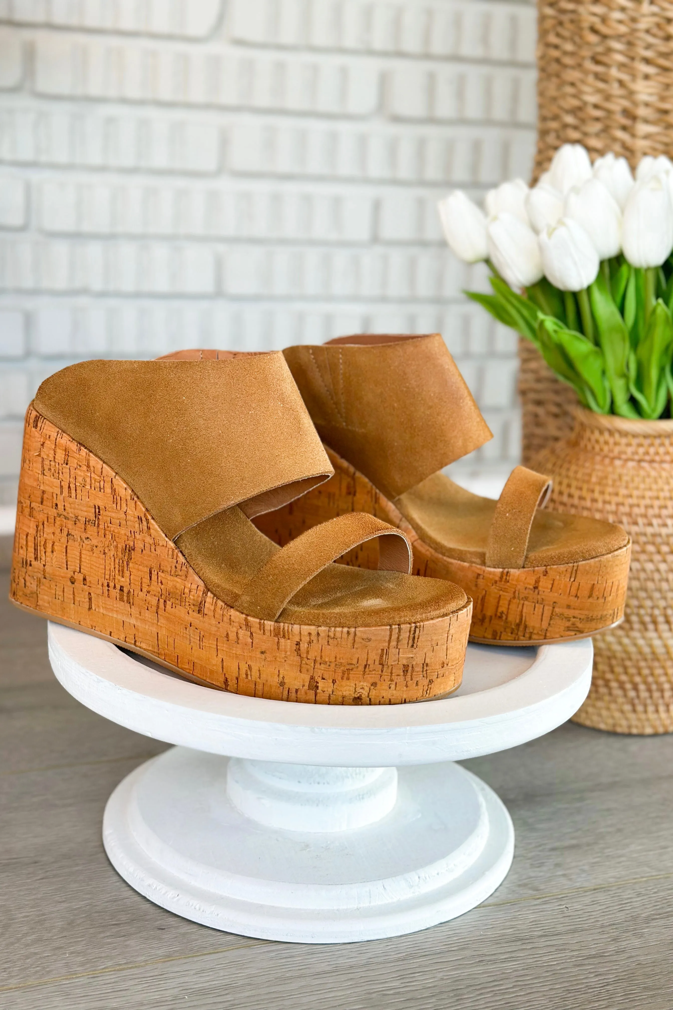 Antelope Aurora Cognac Suede Platform Wedge