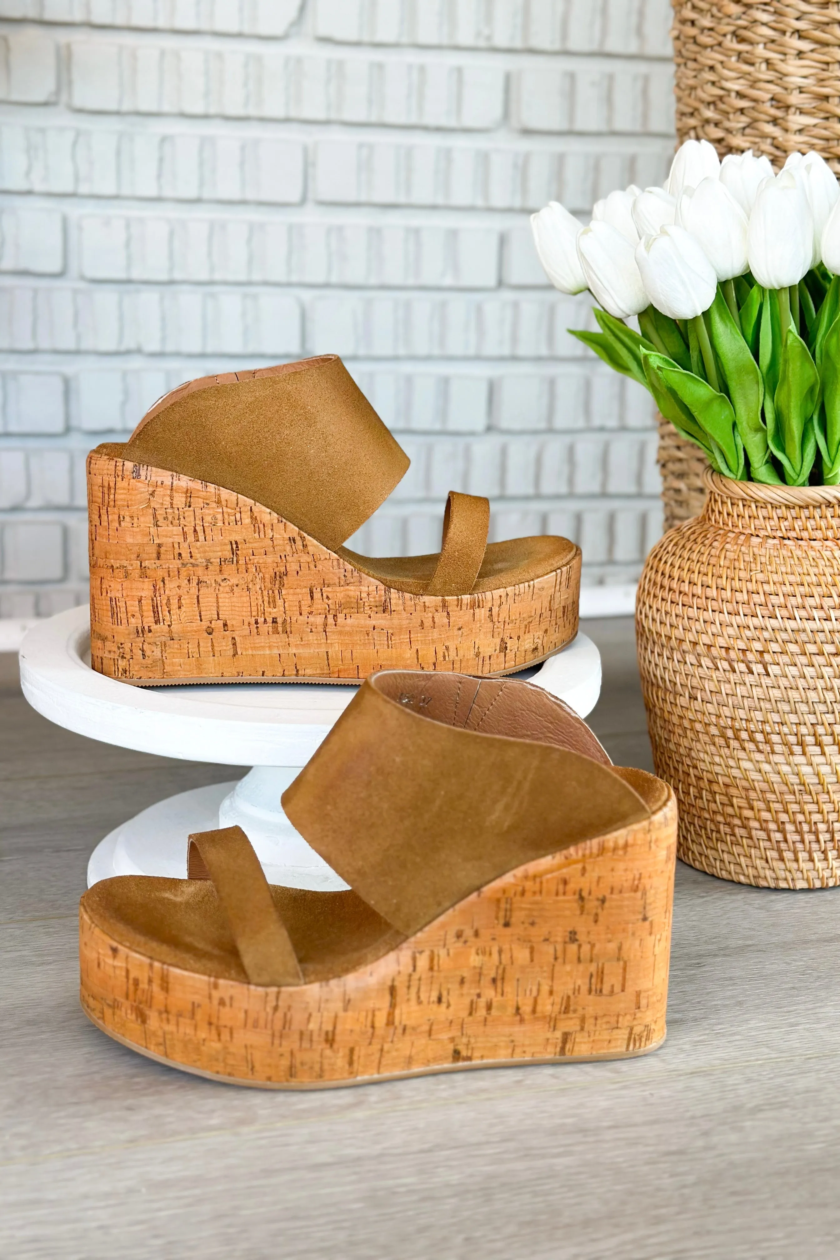 Antelope Aurora Cognac Suede Platform Wedge