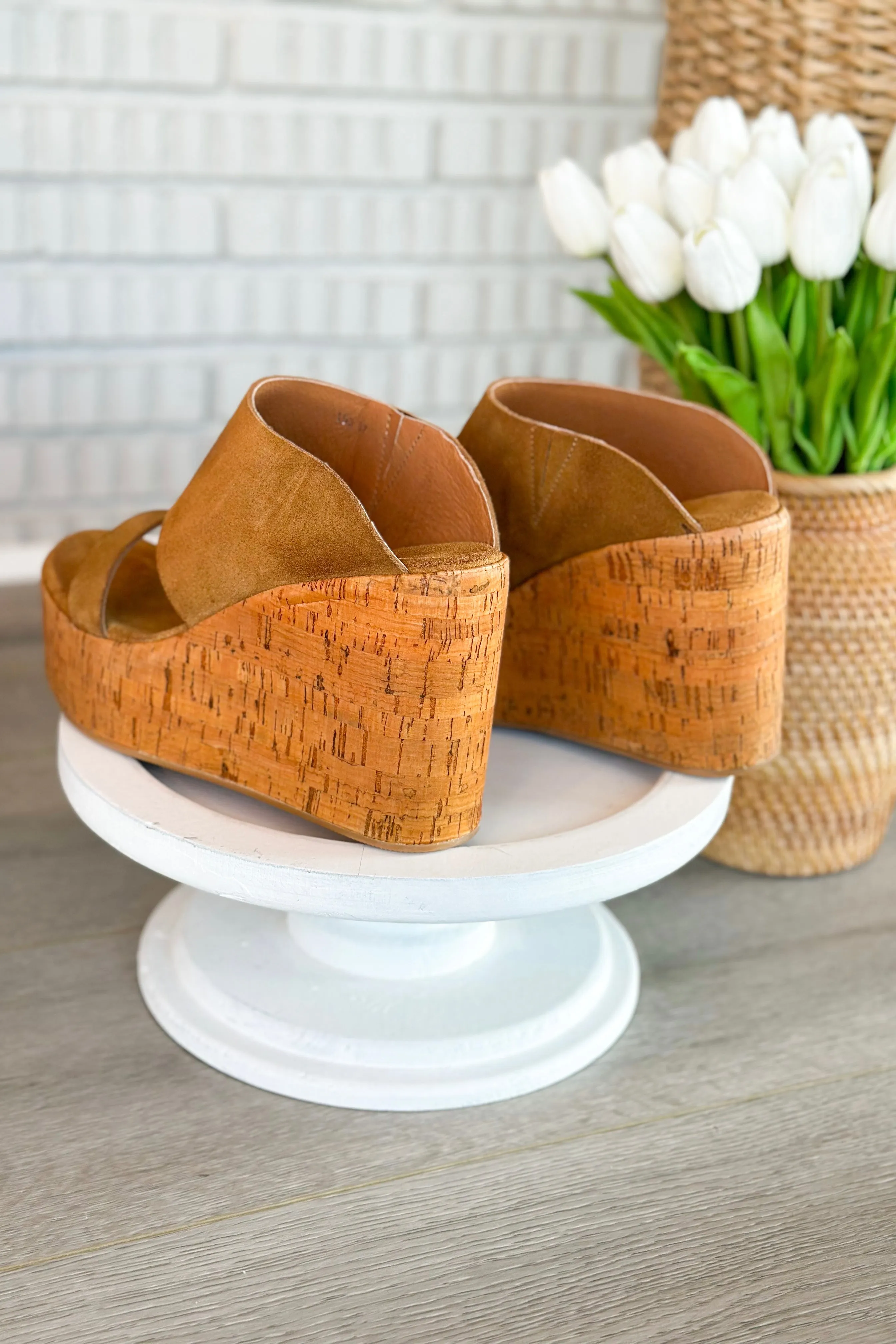 Antelope Aurora Cognac Suede Platform Wedge