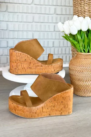 Antelope Aurora Cognac Suede Platform Wedge
