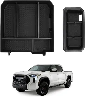 Autorder 2PCS Center Console Organizer for Toyota Tundra 2025 2024 2023 2022 Accessories Dashboard Organizer Armrest Storage Box Secondary Insert Tray