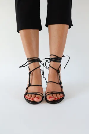 baby black lace-up heeled sandal