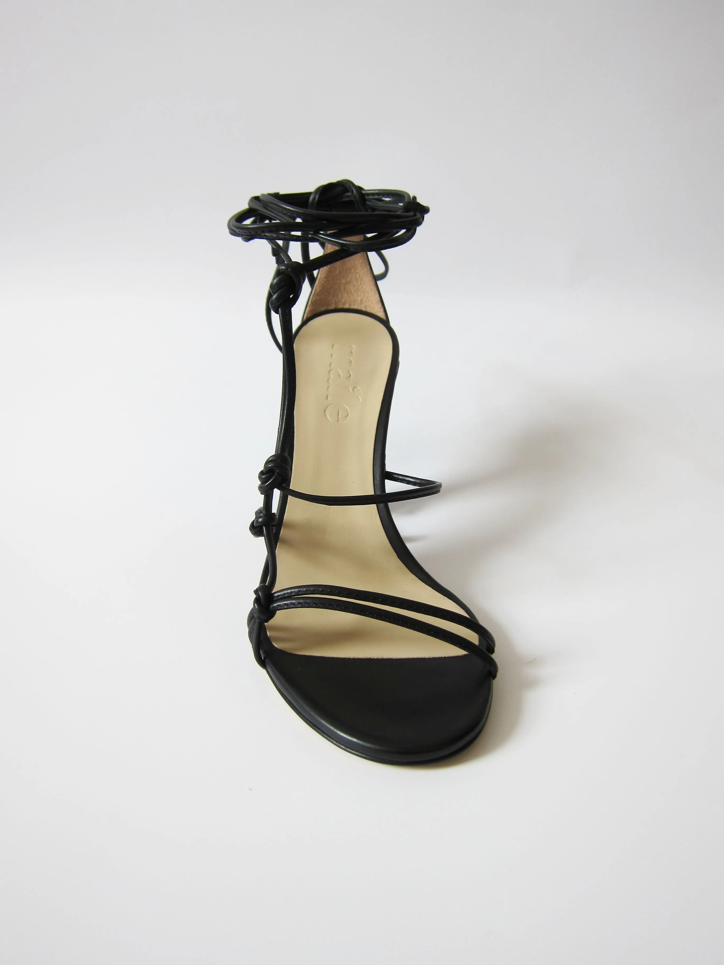 baby black lace-up heeled sandal