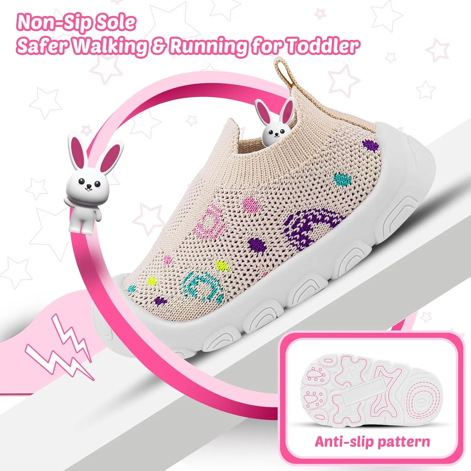 Baby Walking Shoes Toddler Girl Boy Soft Sole Breathable Cotton Canvas Shoes Infant Lightweight Non-Slip Safer Slip-on First Walkers Shoes Casual Tennis Wide Sneakers Rubber Soles Running Outdoor