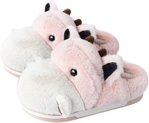 Baiyuruodie Women's cotton slippers, hippopotamus animal slippers, household winter anti-skid slippers, holiday gifts