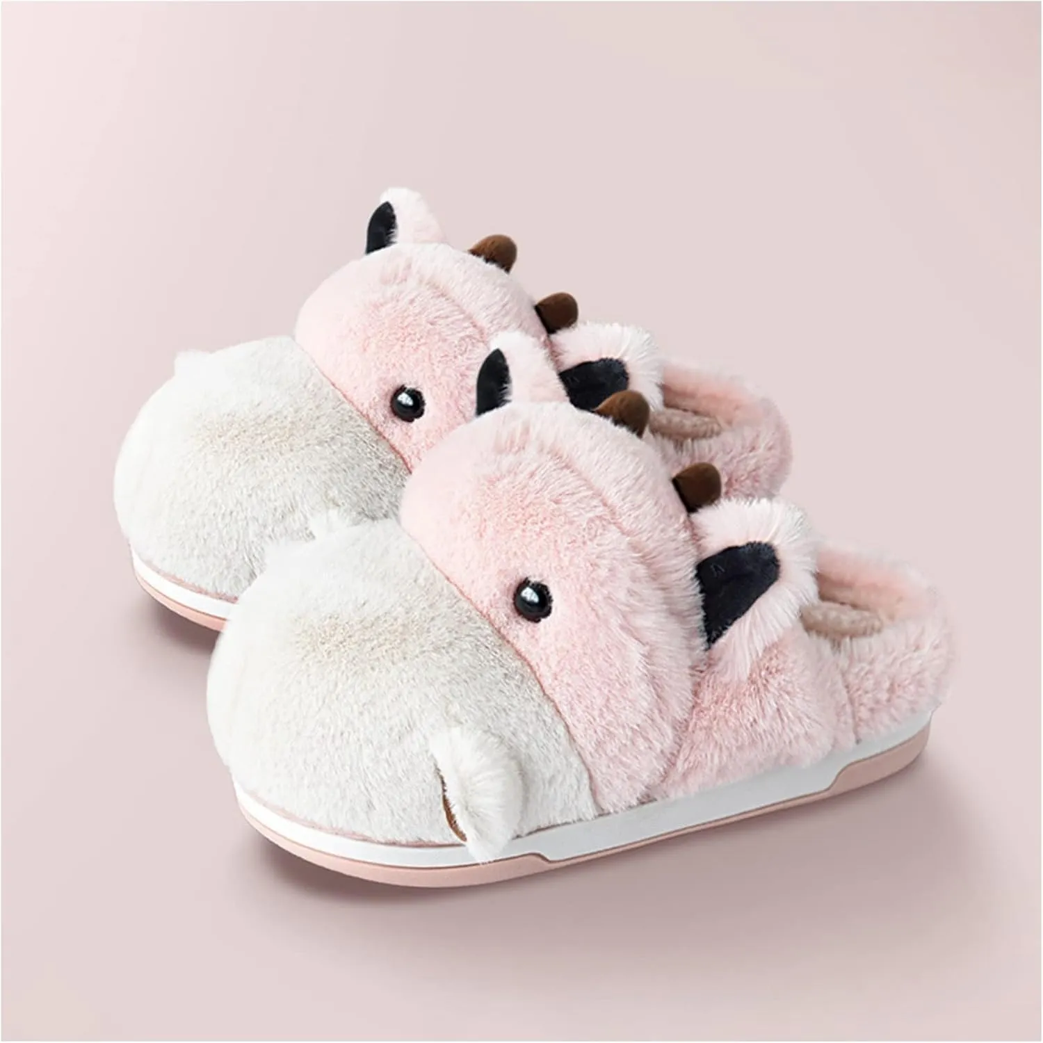 Baiyuruodie Women's cotton slippers, hippopotamus animal slippers, household winter anti-skid slippers, holiday gifts
