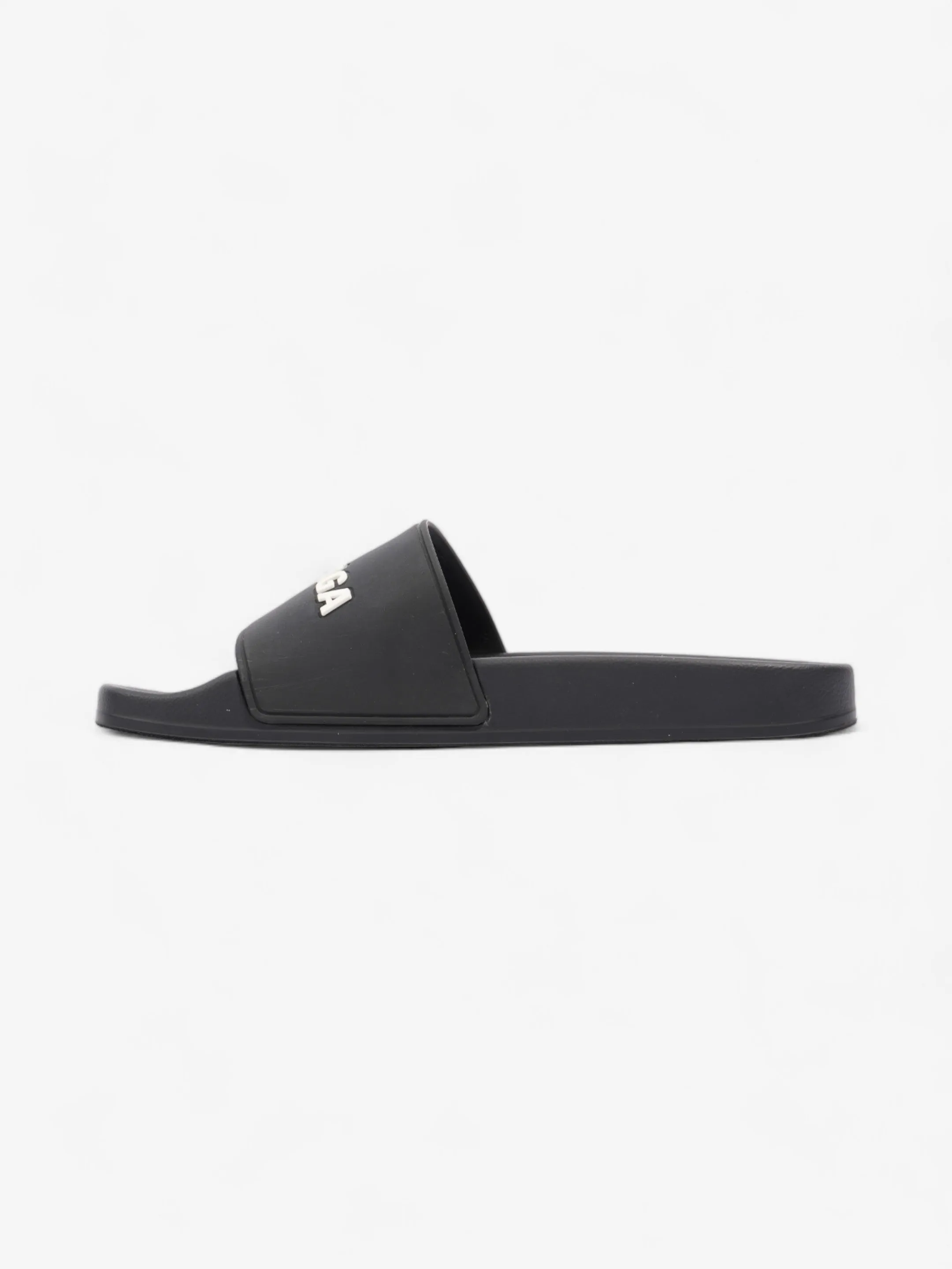 Balenciaga Logo Pool Slide Black / White Rubber EU 40 UK 7