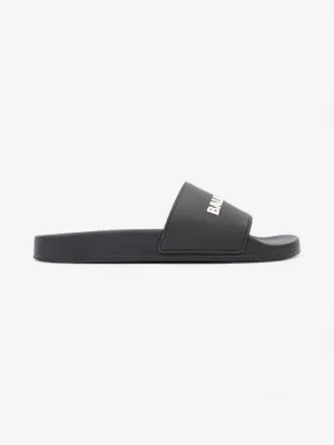 Balenciaga Logo Pool Slide Black / White Rubber EU 40 UK 7