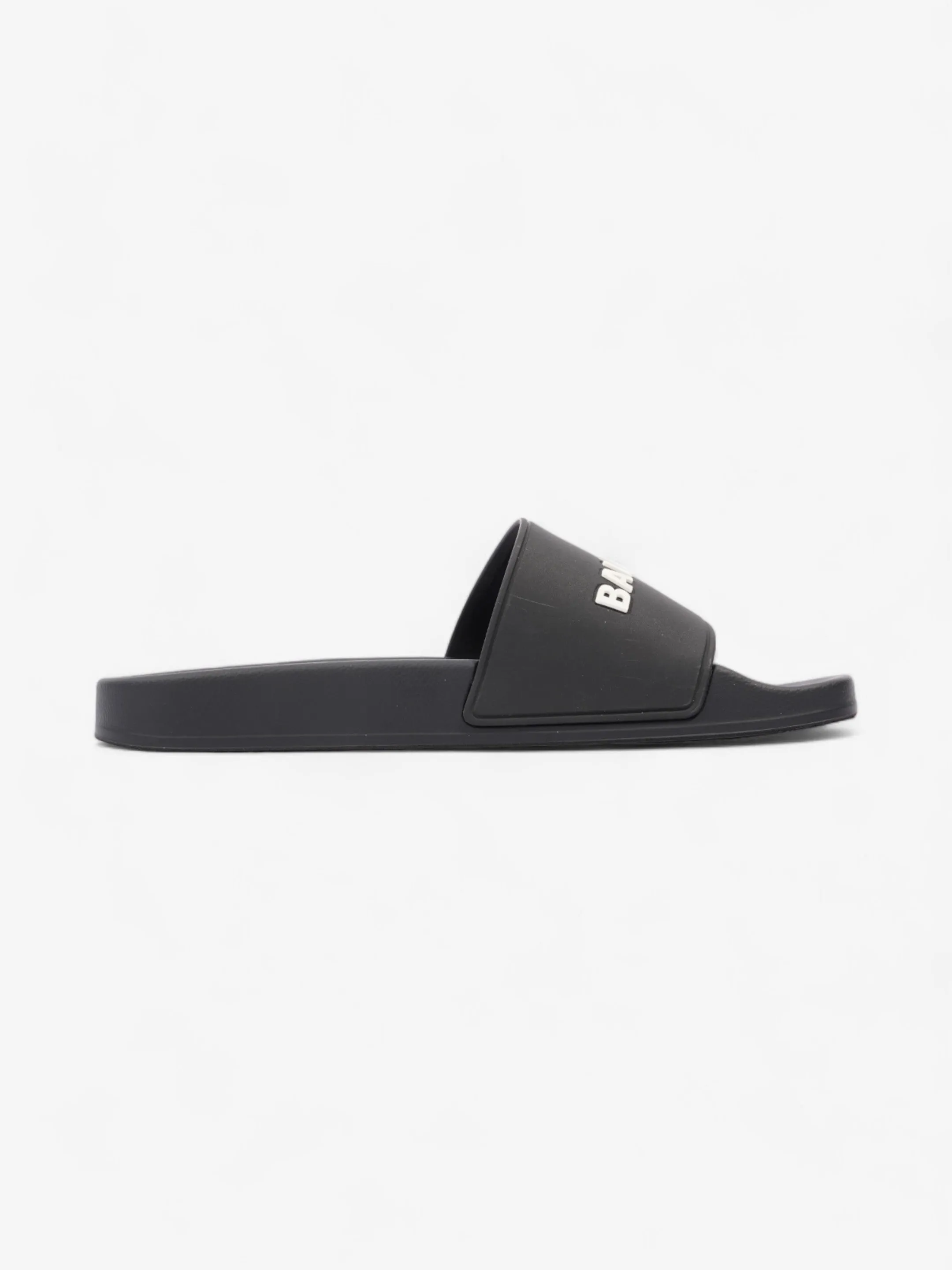 Balenciaga Logo Pool Slide Black / White Rubber EU 40 UK 7