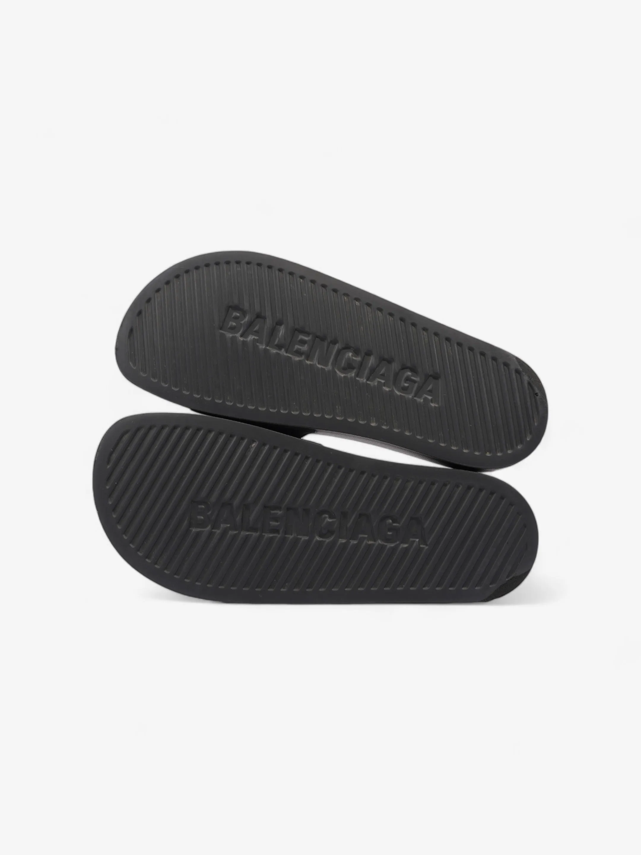 Balenciaga Logo Pool Slide Black / White Rubber EU 40 UK 7