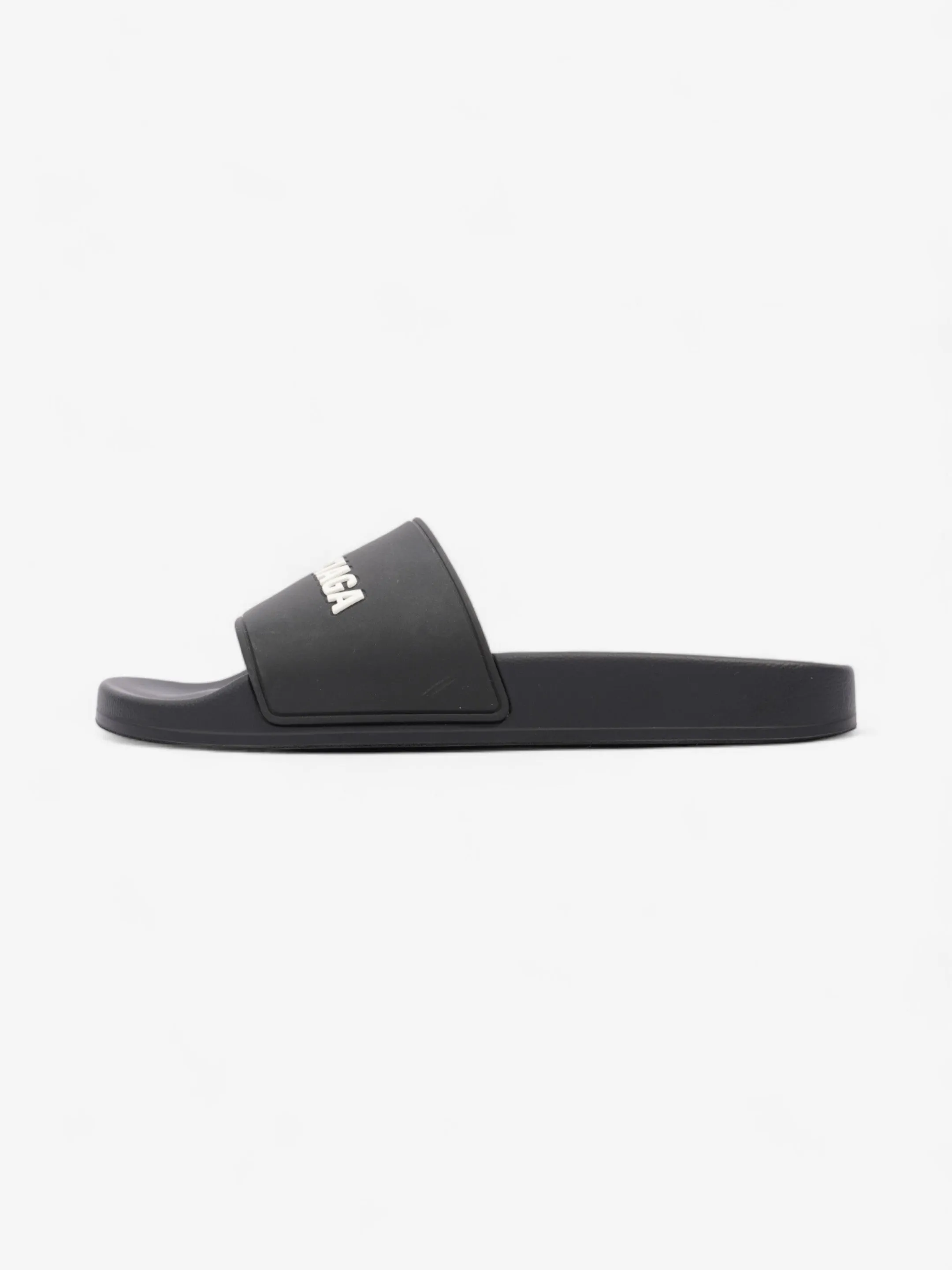 Balenciaga Logo Pool Slide Black / White Rubber EU 40 UK 7