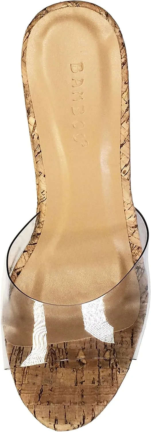 BAMBOO® Women's Clear Band Platform Wedge Slide