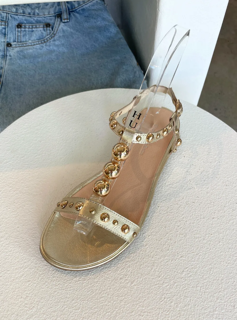 Barrey Pale Gold Leather Sandals