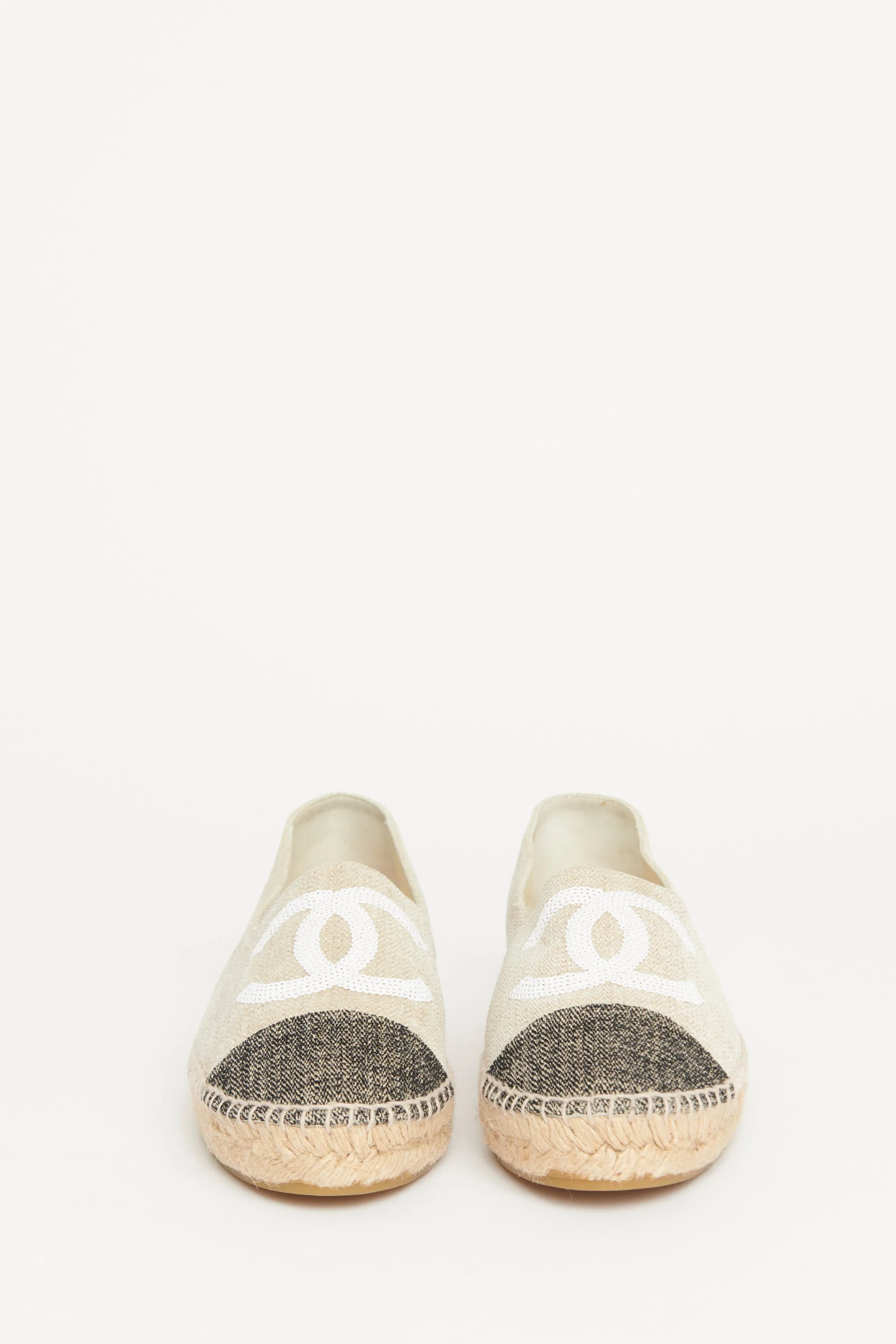 Beige Canvas Cap Toe CC Preowned Espadrilles