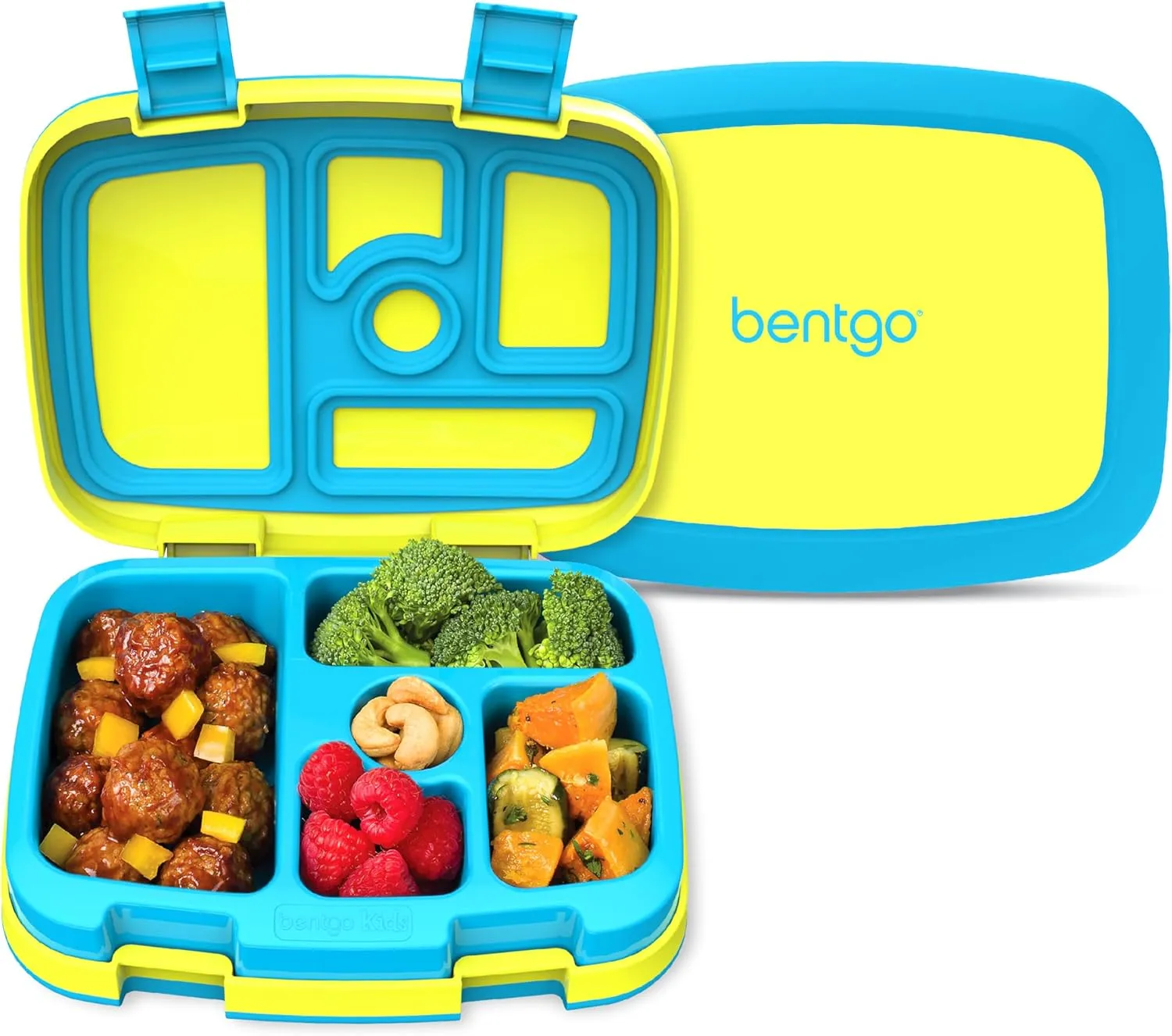 Bentgo Kids Bento-Style 5-Compartment Leak-Proof Lunch Box - Ideal Portion Sizes for Ages 3 to 7 - Durable, Drop-Proof, Dishwasher Safe, BPA-Free, & Made with Food-Safe Materials (Citrus Yellow)
