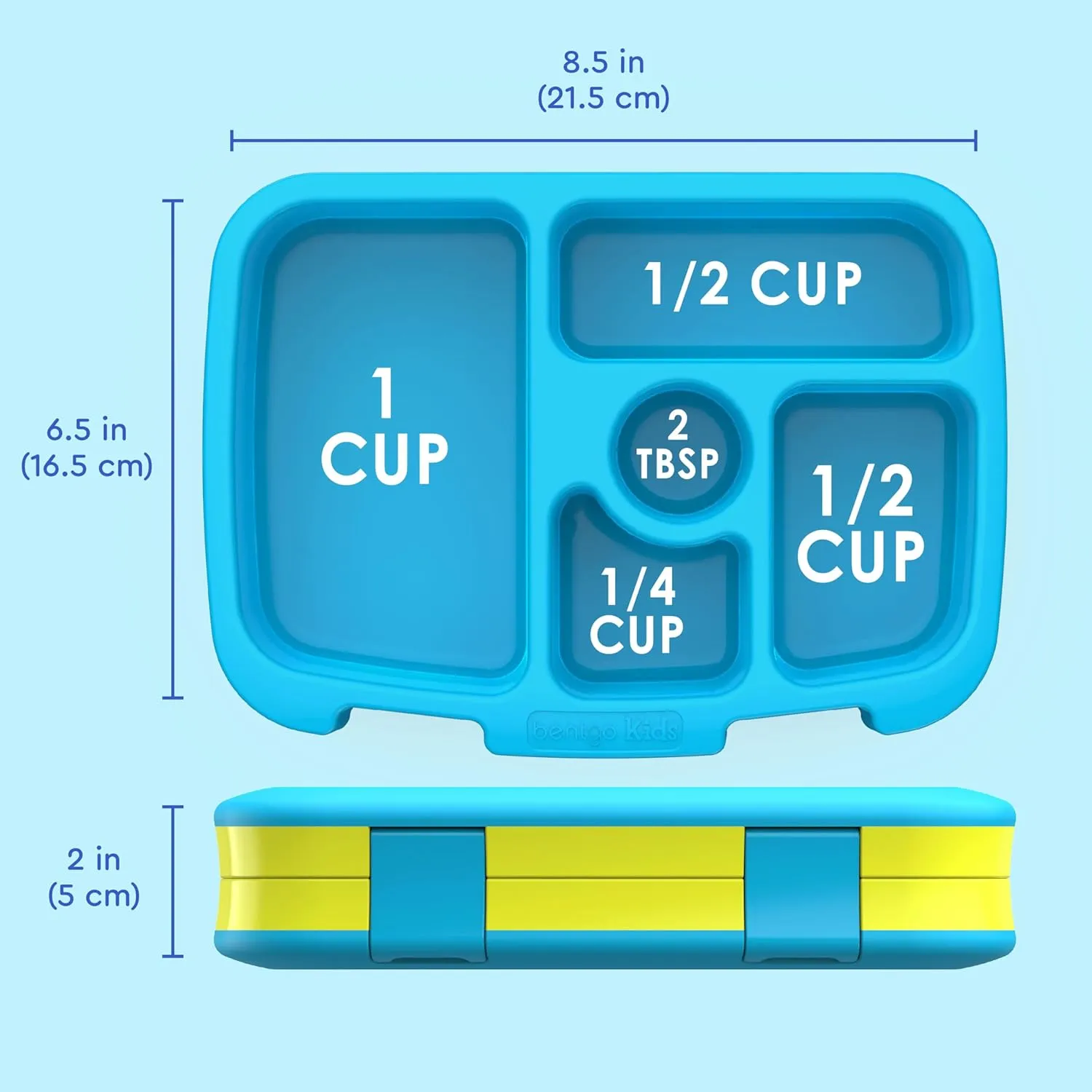 Bentgo Kids Bento-Style 5-Compartment Leak-Proof Lunch Box - Ideal Portion Sizes for Ages 3 to 7 - Durable, Drop-Proof, Dishwasher Safe, BPA-Free, & Made with Food-Safe Materials (Citrus Yellow)