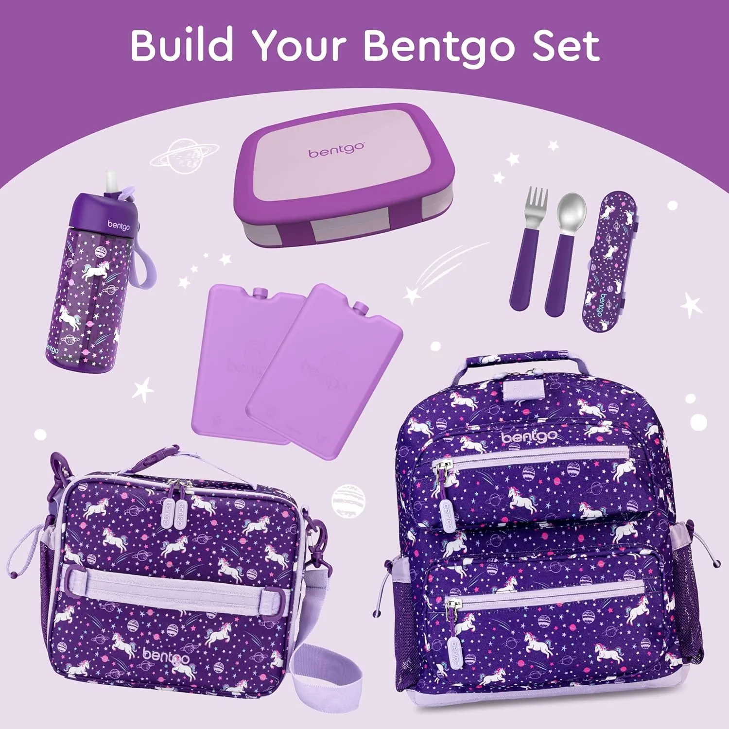 Bentgo Kids Bento-Style 5-Compartment Leak-Proof Lunch Box - Ideal Portion Sizes for Ages 3 to 7 - Durable, Drop-Proof, Dishwasher Safe, BPA-Free, & Made with Food-Safe Materials (Purple)