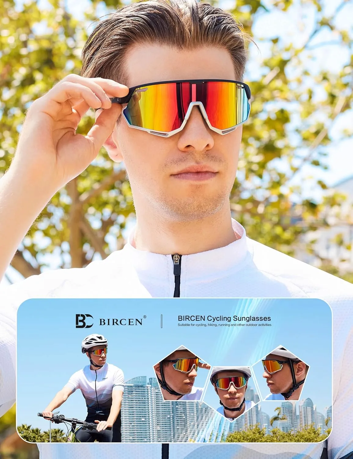 BIRCEN Baseball Cycling Sunglasses for Men - Women Running Shades Sports Glasses for MTB Mountain Bike Softball