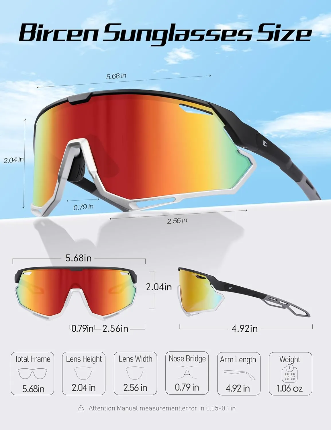 BIRCEN Baseball Cycling Sunglasses for Men - Women Running Shades Sports Glasses for MTB Mountain Bike Softball