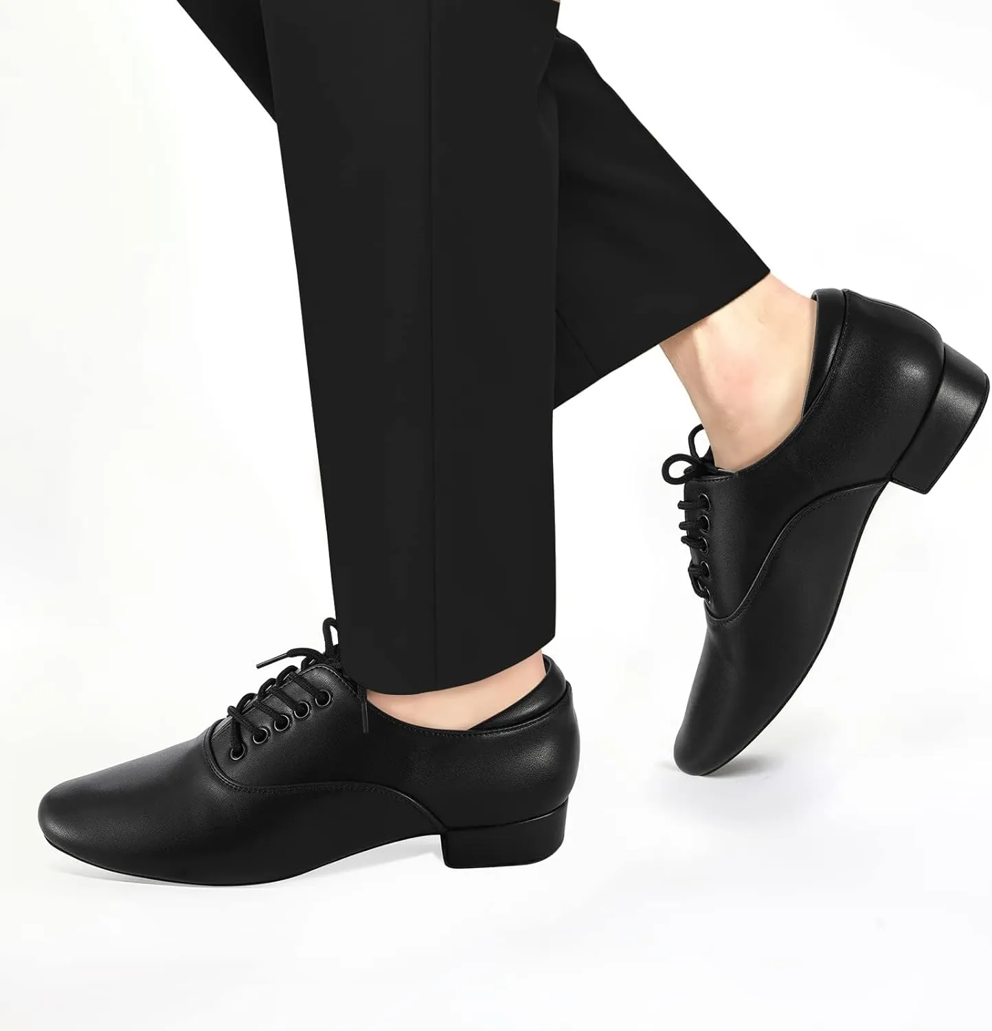 Black Ballroom Dance Shoes Leather Character Shoes for Men's Salsa Latin Tango Dancing