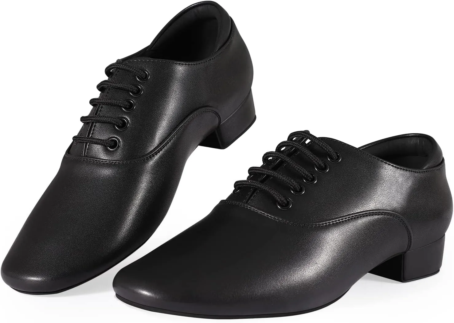 Black Ballroom Dance Shoes Leather Character Shoes for Men's Salsa Latin Tango Dancing