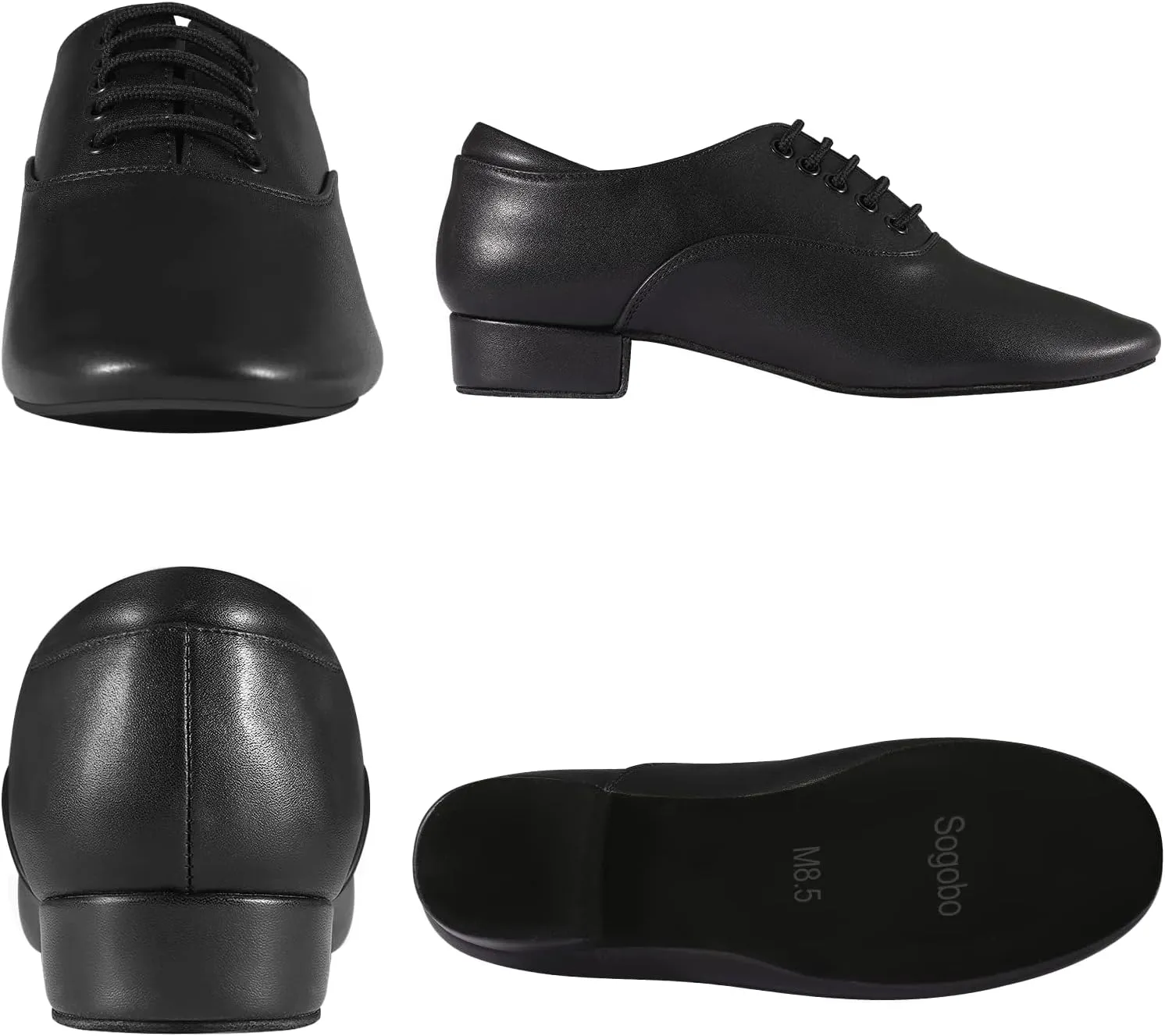 Black Ballroom Dance Shoes Leather Character Shoes for Men's Salsa Latin Tango Dancing