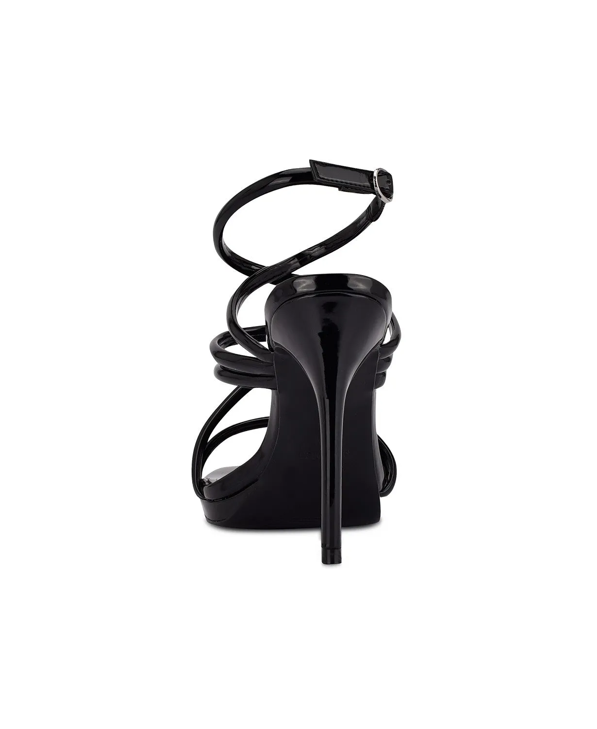 Black Open Sandals Toe Supportive team Closure West 3 Buckle Lexy Stiletto Global delivery Rounded Nine Heeled